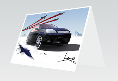 Greeting Card - Fiesta MK6 Zetec S Panther Black